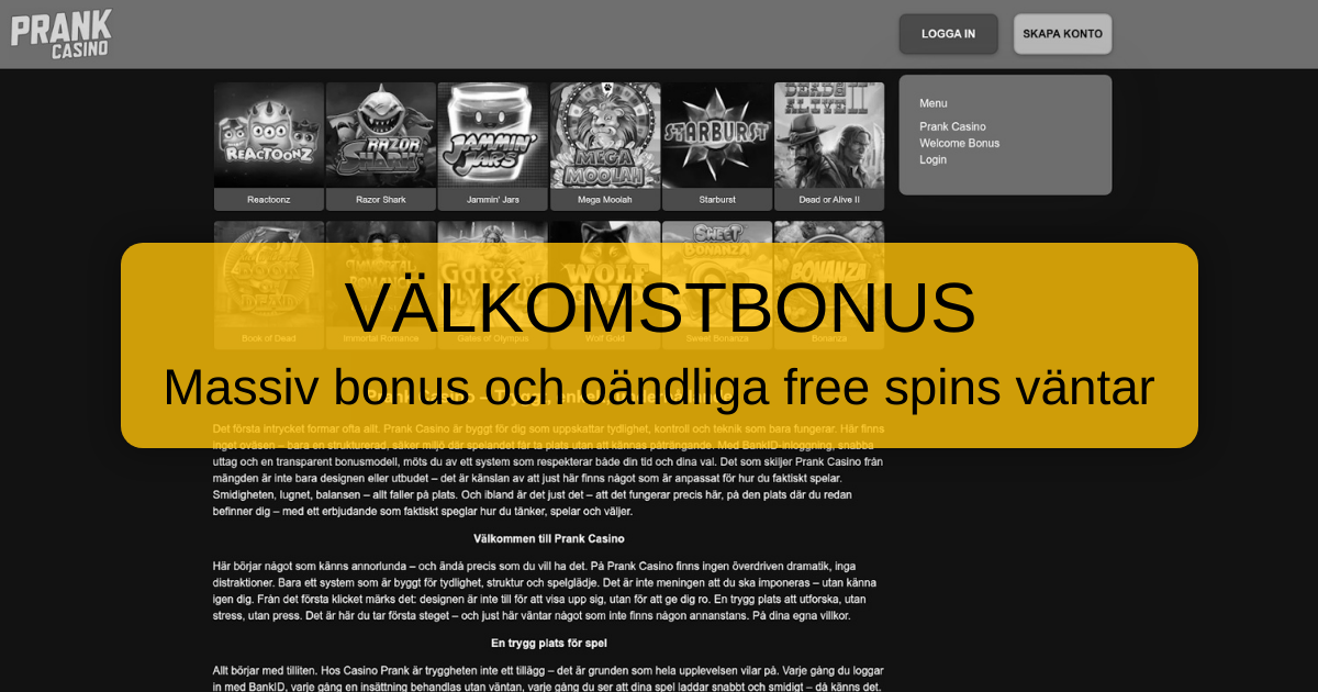 Prank Casino för svenska spelare