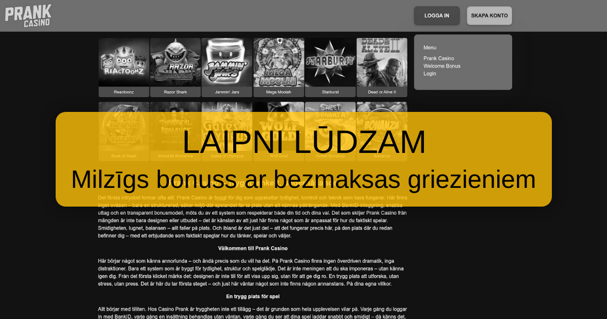 Prank Casino Latvijas spēlētājiem