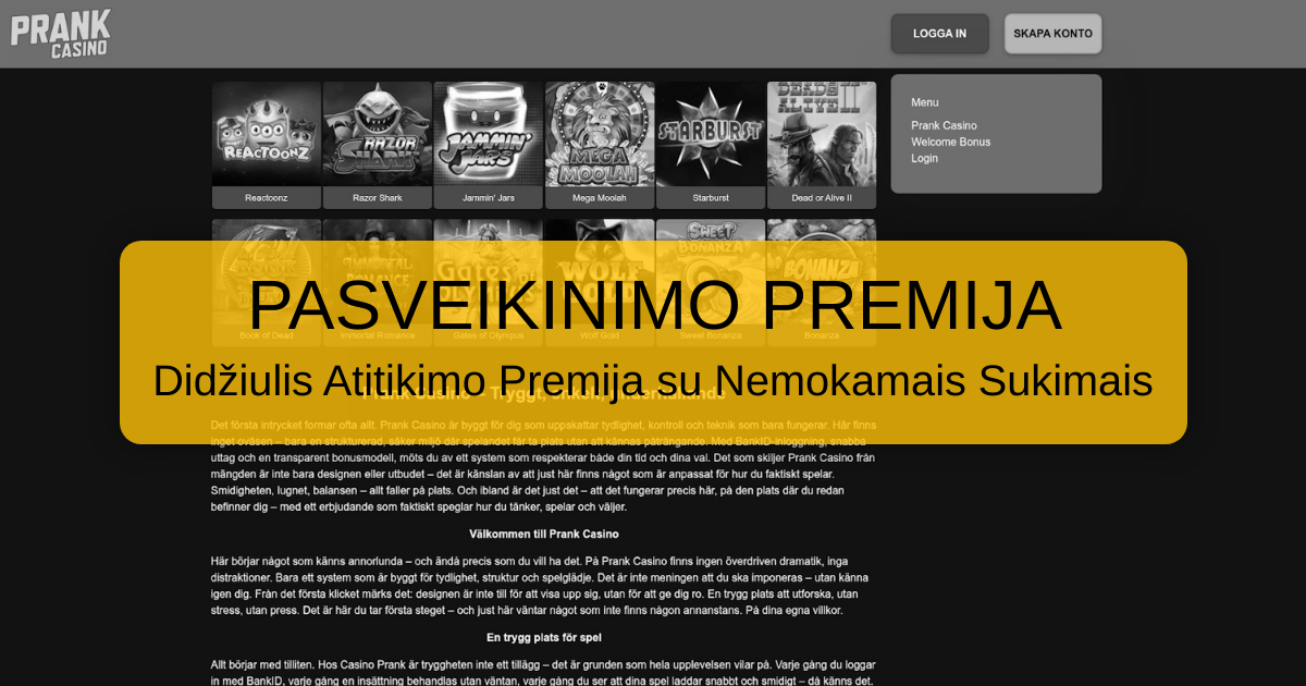 Prank Casino Lietuvos žaidėjams